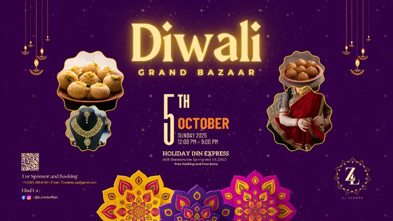 ZL Events Presents ~~ Diwali Grand Bazaar -- Springfield, VA| Free Entry | Free Parking