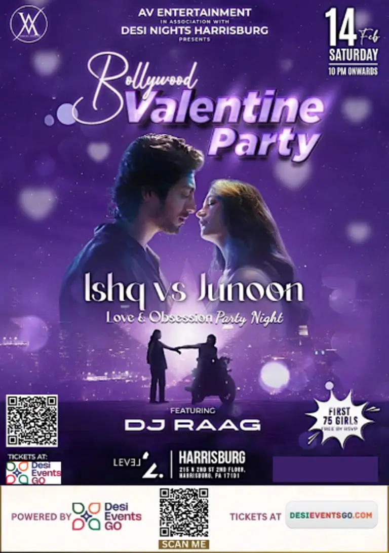 ❤️ Valentine’s special- ISHQ vs JUNOON – Love & Obsession Bollywood Night
